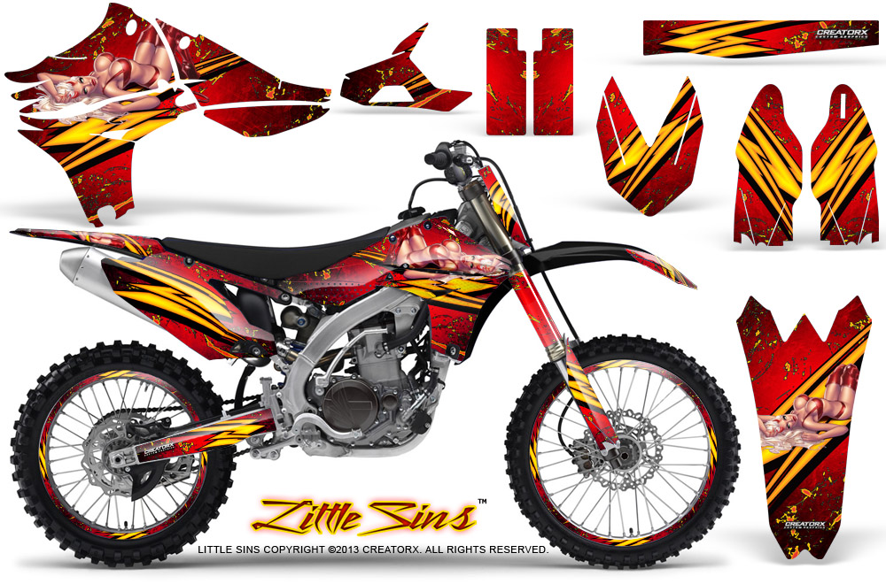 Yamaha YZ450F 2010 Graphics Kit Little Sins Red NP Rims